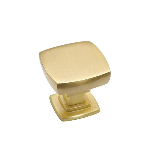 homdiy Brass Cabinet Knobs (10 Pack) - HD9016GD Gold Cabinet Hardware Solid Square Drawer Knobs Gold Knobs for Dresser Drawers