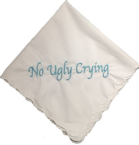 Perfect Bridesmaid Gift No Ugly Crying Wedding Handkerchief embroidered set of 8 (Light Blue)