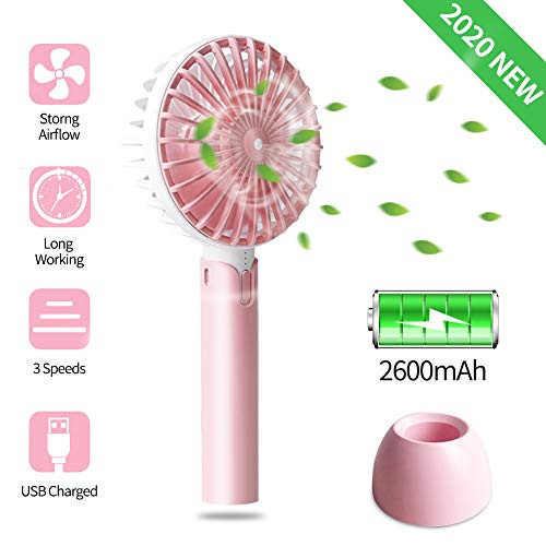 Mini Handheld Fan,C00 USB Desk Fan Small Personal Portable Fan 3 Speed Adjustable Personal Fan for Outdoor travel Home and Office(Pink)
