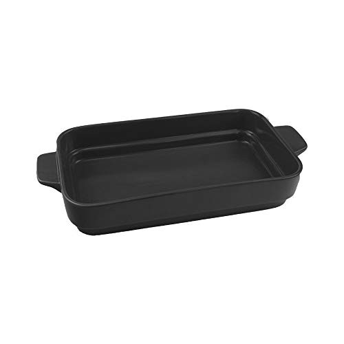 Black Ceramics Rectangular Baking Dishes with Handle for Oven Ceramic Baking Pan Lasagna Casserole Pan Individual Bakeware 11x5 inch