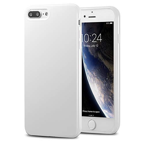 TENOC Phone Case Compatible for Apple iPhone 8 Plus & iPhone 7 Plus 5.5 Inch, Slim Fit Cases Soft TPU Bumper Protective Cover, Glossy White