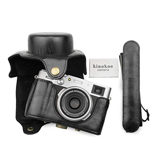 Fuji X100V Case, MUZIRI KINOKOO Protective Case for Fujifilm X100V Camera Bag with Shoulder Strap, Fuji X100V Bag PU Leather (Black)