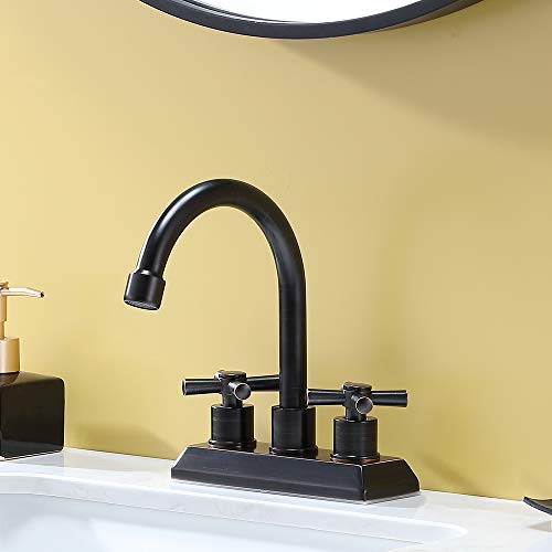 VAPSINT Centerset Stainless Steel 2-Handle Modern Oil Rubbed Bronze Bathroom Faucet, Bathroom Sink Faucet for Vanity Lavatory