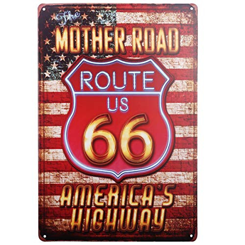 hantajanss Mother Road Route US 66 American's Highway Vintage Metal Sign, Retro Tin Signs for Pub, Bar, Home Decoration hantajanss Mother Road Route US 66 American's Highway Vintage Metal Sign, Retro Tin Signs for Pub, Bar, Home Decoration