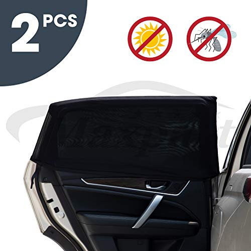 TWING Car Window Sun Shade Breathable Mesh Car Rear Side Window Shade Sun Visor Protector Blocks 99% UV Rays Keeps Your Vehicle Cool Car Mosquito Net Curtains for Most Sedans SUV Truck (Universal Fit)