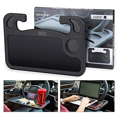 Portable Car Steering Wheel Desk Table Steering Wheel Tray Eating Laptop Stand Table Holder Fits Most Vehicles Steering Wheels for Travels (Black)