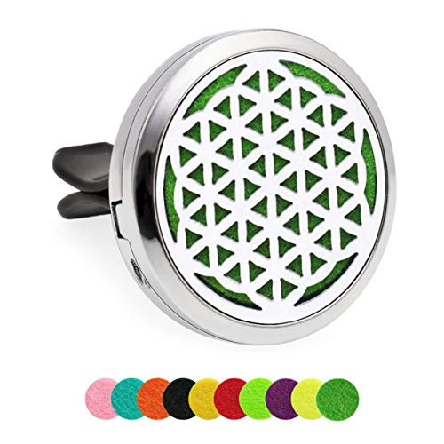 Werylee Car Diffuser Vent Clip Stainless Steel Car Aromatherapy Essential Oil Diffuser Air Freshener Vent Clip Locket with 10 Pcs Replacement Felt Pads(LC00028)