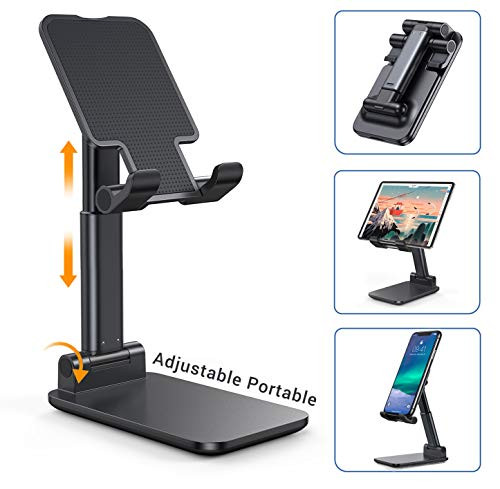 LISEN Cell Phone Stand, Fully Foldable Compact ipad Stand Adjustable Cell Phone Stand for Desk Metal Rod Desktop Phone Holder Cradle Dock Compatiable with 4"-12.9" Mobile Phone/iPad/Tablet/Kindle