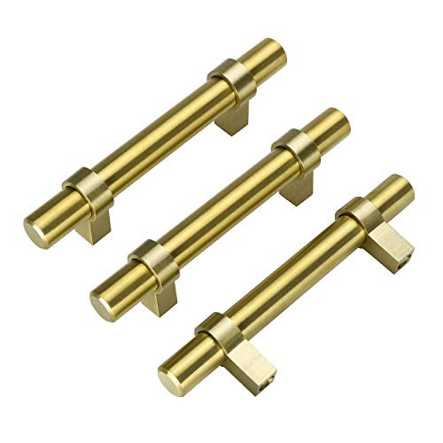 10 Pack | goldenwarm 3" Inch Brushed Brass Cabinet Pulls - LST16GD76 Gold Cabinet Pulls Kitchen Cabinet Handles Brushed Gold Drawer Handles