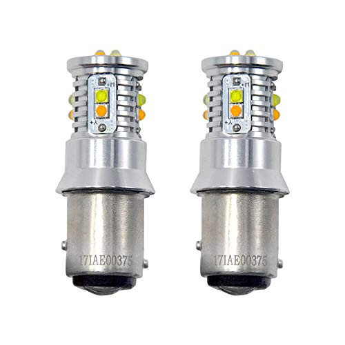 LASFIT Dual Color 1157 2057 2357 7528 BAY15D Switchback White/Amber LED Bulb Polarity Free Extremely Bright LED Light for Turn Signal Blinker Lights (Pack of 2)
