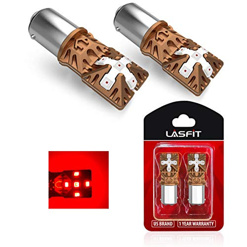 LASFIT Red 1157 2057 2357 7528 BAY15D LED Bulbs Polarity Free, Super Bright High Power LED Lights, Use for Brake Tail Light, Turn Signal Lights, Brilliant(Pack of 2)