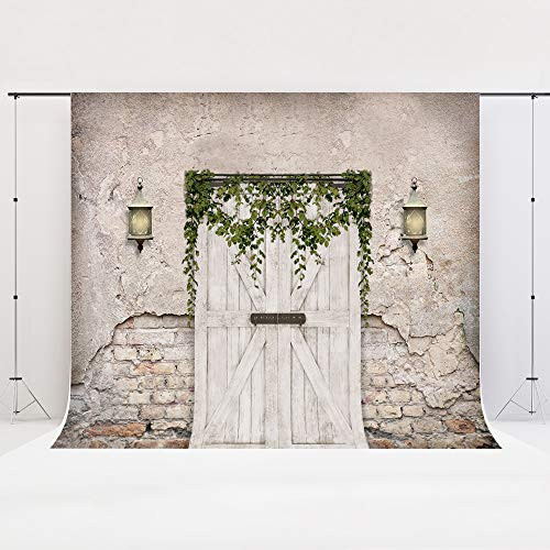 Kate Backdrop 7x5ft/2.2m(W) x1.5m(H) Brick Wall Backdrop White Door Video Backdrops Portrait Photography Backdrop Retro Wall Backgrounds
