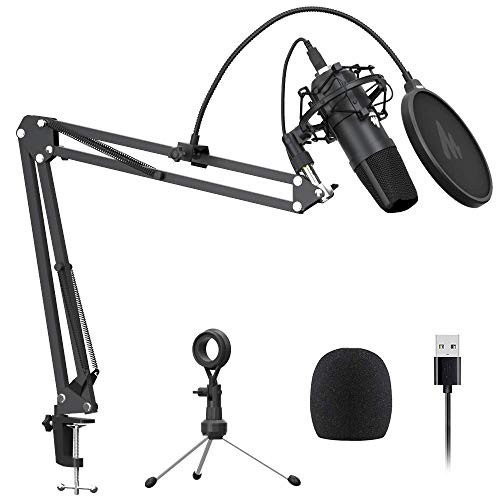 USB Microphone MAONO AU-A04 Plus Cardioid Condenser Podcast Mic 192kHz/24bit Plug and Play, Provide Two Mic Holders for Livestreaming, Voice Over, YouTube, Gaming, ASMR