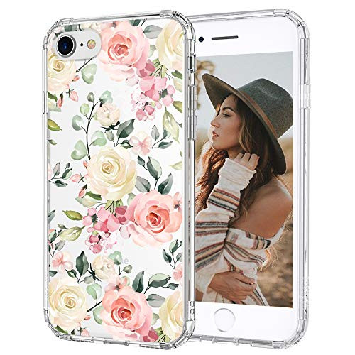 MOSNOVO iPhone SE 2020 Case, iPhone 8 Case, iPhone 7 Case, Watercolor Flower Floral Pattern Printed Clear Design Hard Back Case with TPU Bumper Case Cover for iPhone 7 / iPhone 8 / iPhone SE 2020
