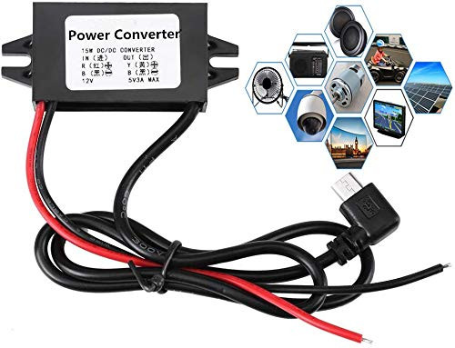 Magnoloran DC-DC Converter Buck Module 12V to 5V 3A USB Output Step Down Car Power Converter Voltage Regulator Power Adapter with Micro USB Cable Connector