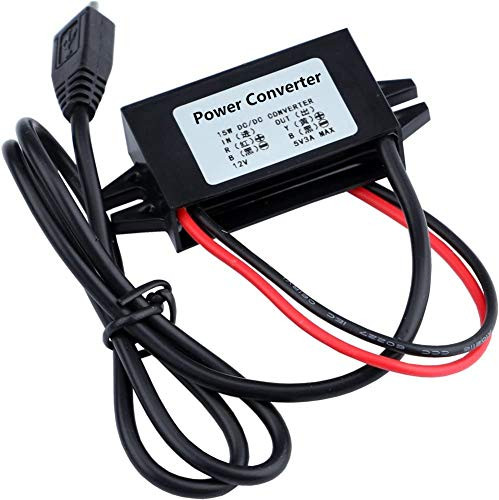 Magnoloran DC-DC Converter Buck Module 12V to 5V 3A USB Output Step Down Voltage Regulator Car Power Converter Power Adapter with Micro USB Cable Connector