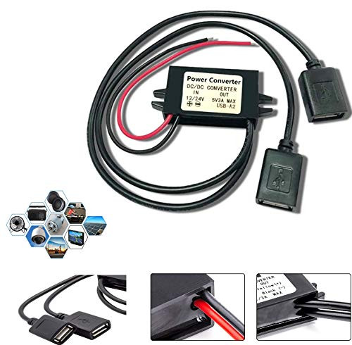Magnoloran DC-DC Converter Buck Module 12V to 5V 3A USB Output Step Down Car Power Converter Voltage Regulator Power Adapter with Dual USB Female Ports