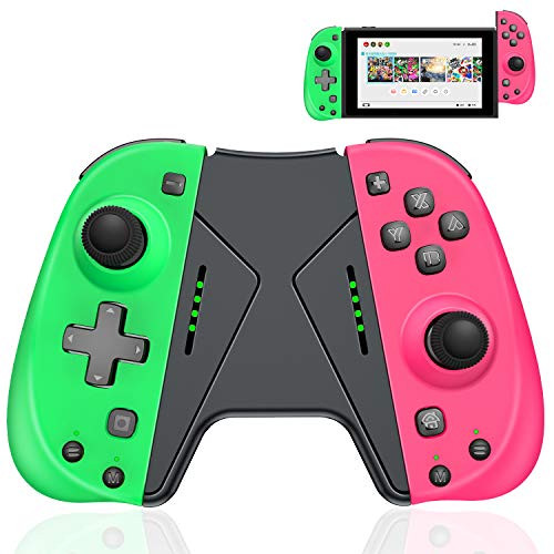 BEBONCOOL Joycon Switch Controller for Nintendo Switch Joycon, Wireless Pro Controller Switch Joycon Remote Control Joypad for Nintendo Switch Controller Joy Con, Joy-Con (L/R)-Pink/Green