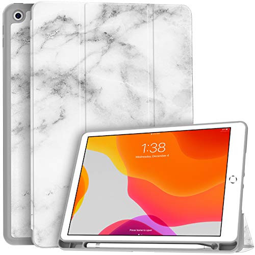 Soke New iPad 7th Generation 10.2" Case 2019 with Pencil Holder, Premium Shockproof Case with Soft TPU Back Cover and Auto Sleep/Wake Function for Apple iPad 7th Gen 10.2 Inch, White Marble Soke New iPad 7th Generation 10.2" Case 2019 with Pencil Holder, Premium Shockproof Case with Soft TPU Back Cover and Auto Sleep/Wake Function for Apple iPad 7th Gen 10.2 Inch, White Marble