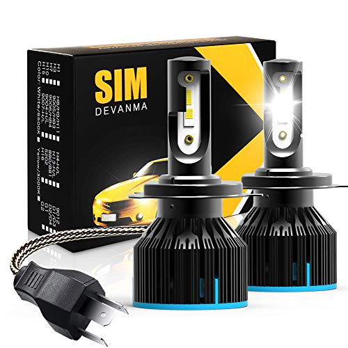 Simdevanma H4/9003/HB2 Led Headlight Bulbs Conversion Kit, Dual High/Low Beam bulbs?6400Lm 60W Car Led Headlamp Replacement 6500K White