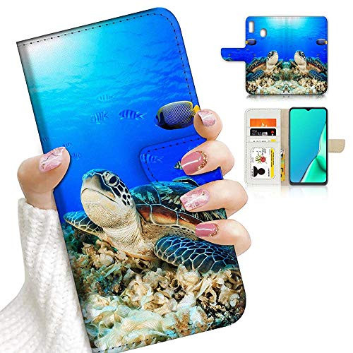 for Samsung A10E, A20E, Designed Flip Wallet Phone Case Cover, A23202 Turtle in Sea 23202