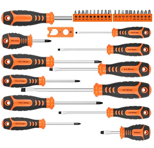Screwdrivers Set, HORUSDY 33-Piece Magnetic Screwdrivers Set with Case, Includs Phillips, Slotted, Pozidriv, Torx