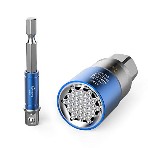 Universal Socket, KUSONKEY Rotary Universal Socket Set Multifunctional 9mm-21mm Universal Socket Wrench with Power Drill Adapter, Christmas Tool Gift for Men, Handyman, Father, Husband, Boyfriend