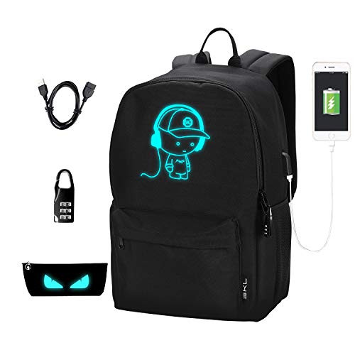 School Backpack School Bag Bookbag Cartoon Anime Backpack with USB Charging Port for Boys Girls Teens