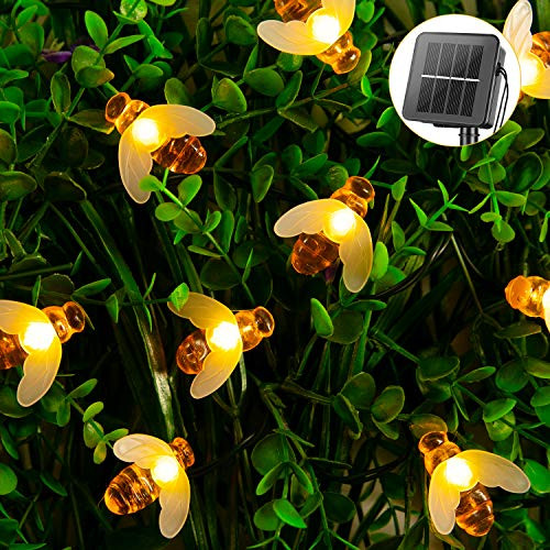 Solar Bee String Lights Outdoor 31FT 50 LED Honeybee Fairy Lights with 8 Lighting Modes, Waterproof Solar Bumble Bee Lights for Patio Yard Garden Grass Wedding Christmas Party Decor (Warm White) Solar Bee String Lights Outdoor 31FT 50 LED Honeybee Fairy Lights with 8 Lighting Modes, Waterproof Solar Bumble Bee Lights for Patio Yard Garden Grass Wedding Christmas Party Decor (Warm White)