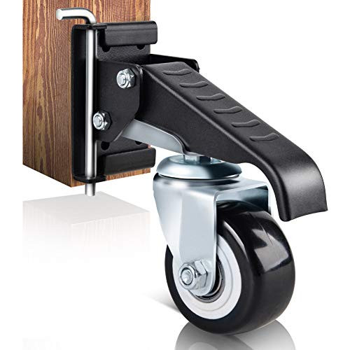 SPACECARE Workbench Casters kit 600Lbs Heavy Duty Quick Release 2 Mounting Options Retractable Workbench Stepdown Caster Wheels Adjustable Polyurethane Durable Steel Construction (Set of 4)