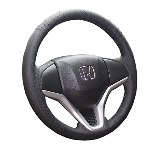 16sixteen DIY sew Steering Wheel Cover Black Nappa Genuine Leather Stitch On Wrap for Honda Vezel 2014 2015 2016 2017 2018 Fit GK5/2016 Honda HRV HR-V Automotive Interior Accessories
