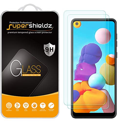 (2 Pack) Supershieldz for Samsung Galaxy A21 Tempered Glass Screen Protector, Anti Scratch, Bubble Free