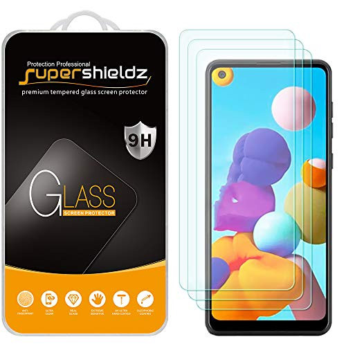 (3 Pack) Supershieldz for Samsung Galaxy A21 Tempered Glass Screen Protector, Anti Scratch, Bubble Free