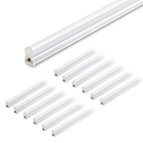 (Pack of 12) LED T5 Integrated Single Fixture, 4FT, 2200lm, 6500K (Super Bright White), 20W, Utility Shop Light, Ceiling and Under Cabinet Light, Corded Electric with Built-in ON/Off Switch