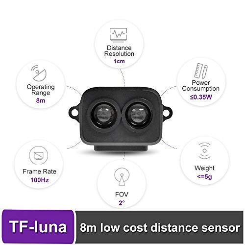 TF-Luna Lidar Sensor Module Single-Point Ranging Module 0.2-8m Measurement Range Distance, for Drone Industrial Sensing Robot Smart Home Support I/O, UART and I2C