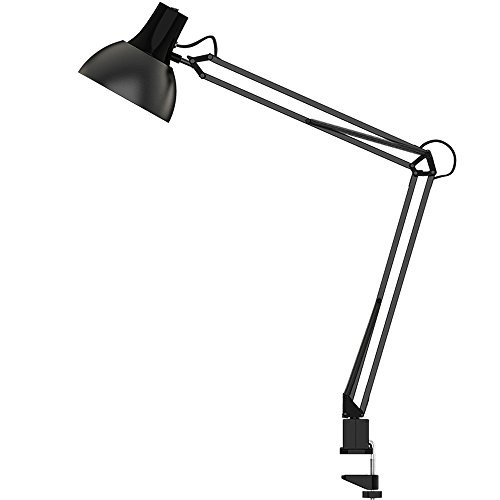 ToJane Table Lamps for Living Room/Bedroom,Architect Swing Arm Clip on Desk Lamp,2 Clamp Mounts,Black(Bulb Sold Separate)