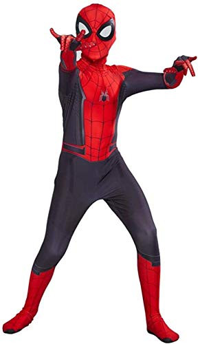 Lianhua Cos Kids Superhero Jumpsuit Bodysuit Lycra Spandex Halloween Cosplay Costumes (130, Crimson)