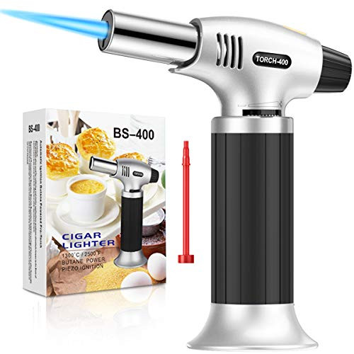 KIMILAR Butane Torch Lighters, Refillable Kitchen Culinary Torch Mini Cooking Blow Torch with Safety Lock & Adjustable Flame for BBQ, Creme Brulee, Baking, DIY Soldering (Butane Gas not Included)