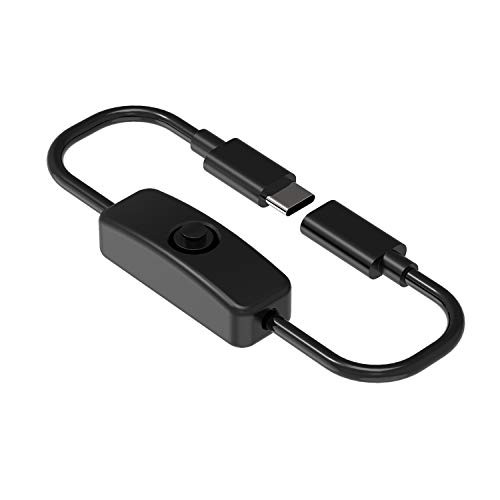 UCTRONICS Power Switch Cable for Raspberry Pi 4 Power Supply, USB Type C Male to Type C Female Extension Cable with ON/Off Button, 11, Black