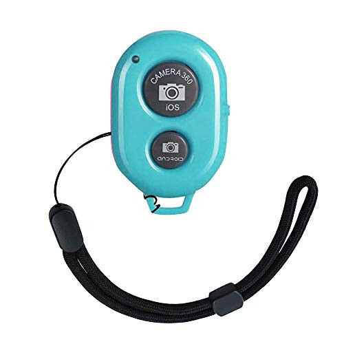 Blue Bluetooth Remote Shutter, Camera Shutter Remote Control, WANFH Wireless Clicker for All iOS and Android Devices, Create Beautiful Photos and Selfies, Hand-Free and Wrist Strap Included