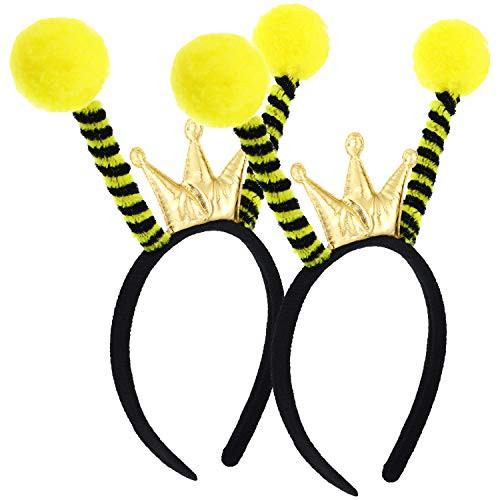 WILLBOND 2 Pieces Bee Tentacle Headbands Bee Antenna Hairbands Costume Hair Band Hoops with Crown for Halloween Party WILLBOND 2 Pieces Bee Tentacle Headbands Bee Antenna Hairbands Costume Hair Band Hoops with Crown for Halloween Party