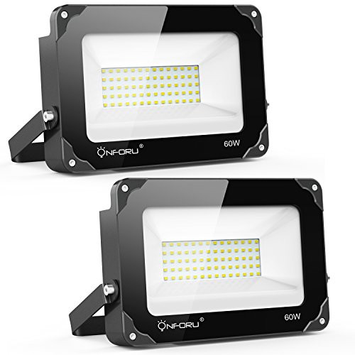 Onforu 2 Pack 60W LED Flood Light, 6000lm Super Bright Security Lights, 5000K Daylight White, IP65 Waterproof Outdoor Landscape Floodlight for Yard, Garden, Playground, Party Onforu 2 Pack 60W LED Flood Light, 6000lm Super Bright Security Lights, 5000K Daylight White, IP65 Waterproof Outdoor Landscape Floodlight for Yard, Garden, Playground, Party
