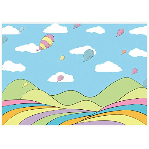 Allenjoy Oh The Places You'll Go Themed Backdrop Blue Sky White Clouds Balloons Photography Background for Kids Babies 1st Birthday Party Decor Banner Baby Shower 7x5ft Photo Booth Props