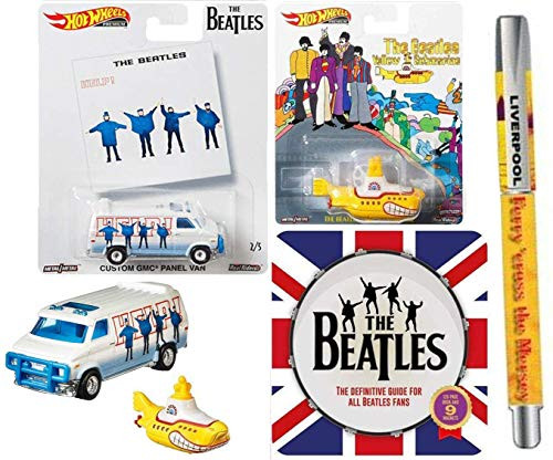 Hot Wheels Help! Van Beatles Album Pop Culture Cars Bundled with Liverpool Gel Pen + Yellow Submarine + Tin Book Magnet Pack 4-Items Fab Four