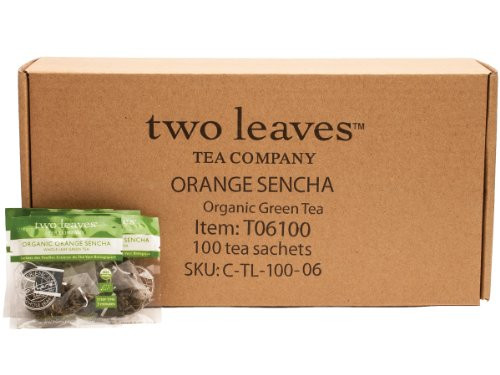 Two Leaves and a Bud Organic Orange Sencha Green Tea, 100-Count