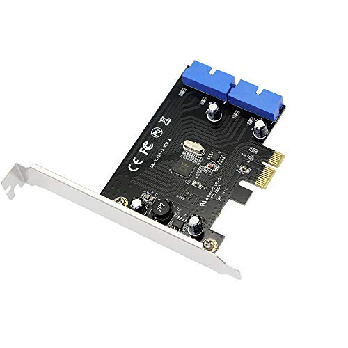 SINLOON PCI Express to Dual 19 Pin USB 3.0 Card PCI-e to Internal 20Pin Male Ports Adapter for PC (19 Pin)