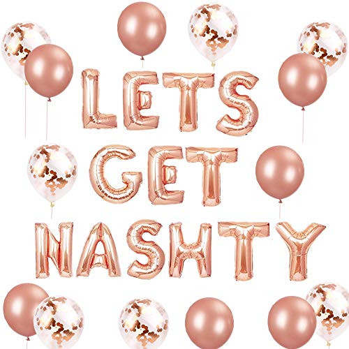 JeVenis Set of 16 Rose Gold Lets Get Nashty Balloons Nashville Bachelorette Party Decor Nash Bash Bachelorette Party Decorations banner Lets Get Nashty Sign Nashville Party
