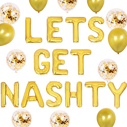 JeVenis Set of 16 Gold Lets Get Nashty Balloons Nashville Bachelorette Party Decor Nash Bash Bachelorette Party Decorations banner Lets Get Nashty Sign Nashville Party