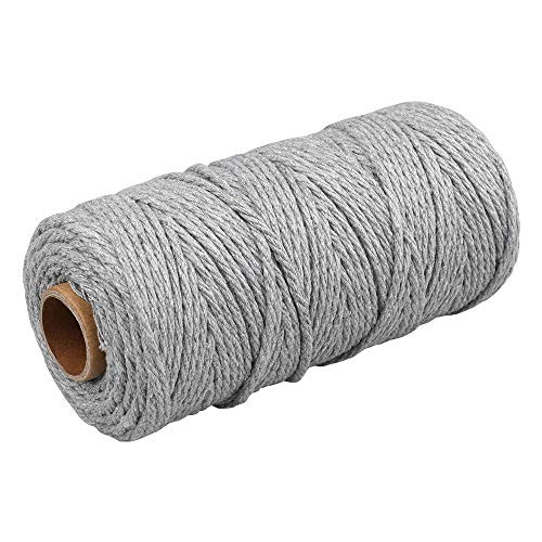 Gray String,3mm Grey Twine,Cotton Bakers Twine 328 Feet Cotton Cord Crafts Gift Twine String Christmas Holiday Twine