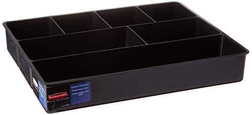 Rubbermaid Extra deep Desk Drawer Director Tray, Black, Pack of 6